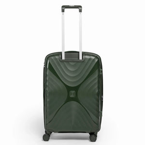 Fashion Pyramid Explore Trolley medium 24-inch suitcase in olive, back view with telescopic handle