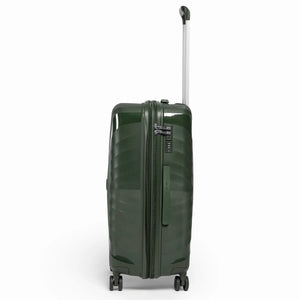 Fashion Pyramid Explore Trolley medium 24-inch suitcase in olive, side view