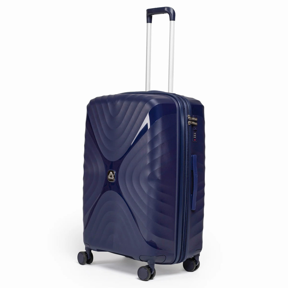 Fashion Pyramid Explore Trolley medium 24-inch suitcase in navy blue, three-quarter view