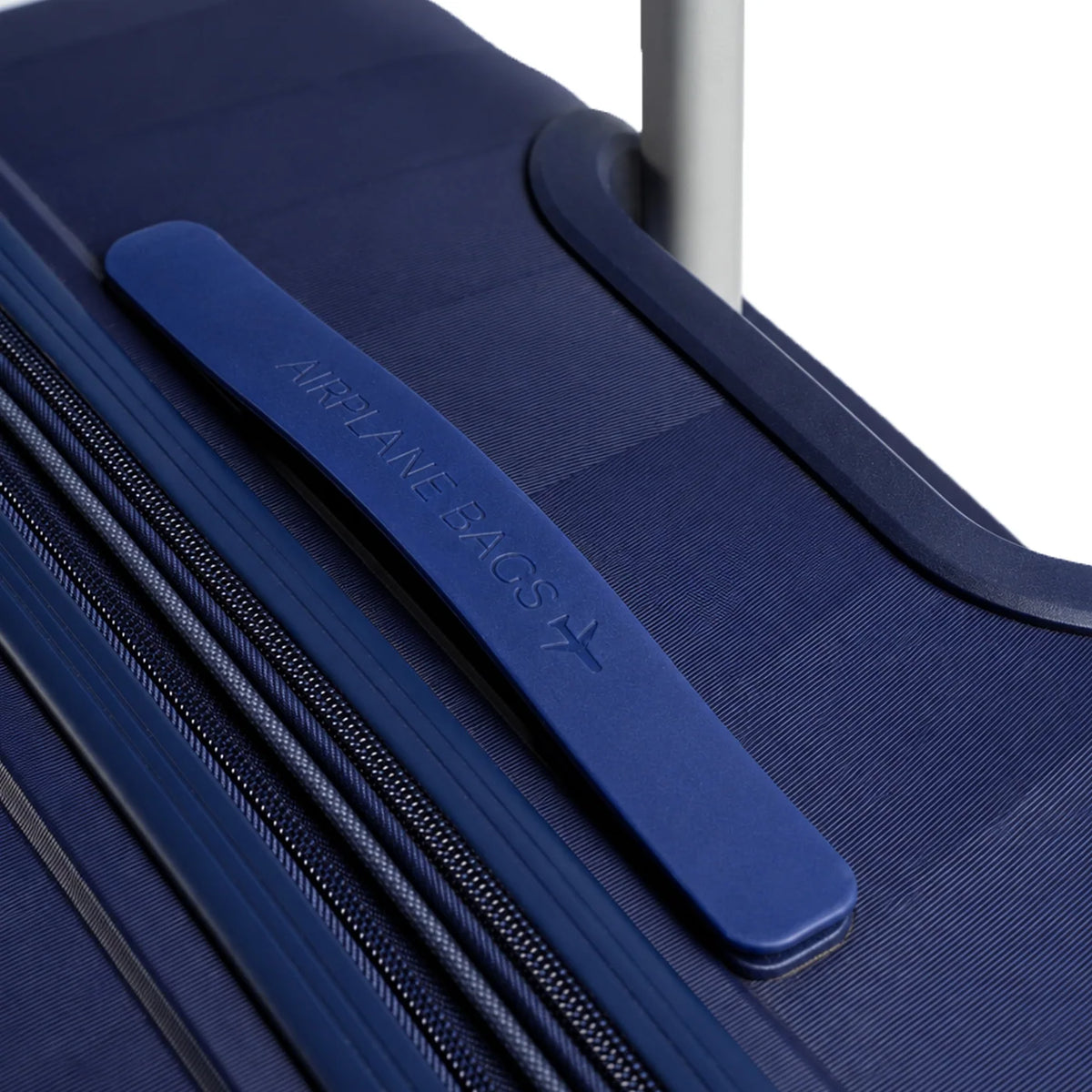 Fashion Pyramid Explore Trolley in navy blue – top carry handle and double zipper close-up
