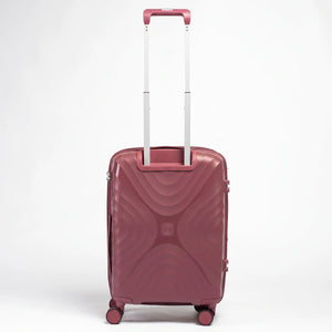 Fashion Pyramid Explore Trolley small 20-inch cabin suitcase in rose, back view with telescopic handle