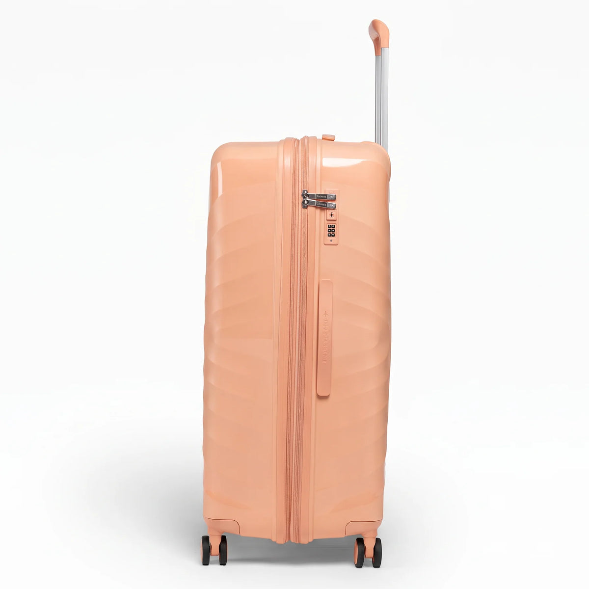 Fashion Pyramid Explore Trolley large 28-inch suitcase in salmon, side view