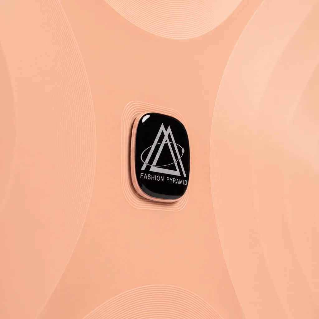 Fashion Pyramid Explore Trolley in salmon – Fashion Pyramid logo badge on the shell