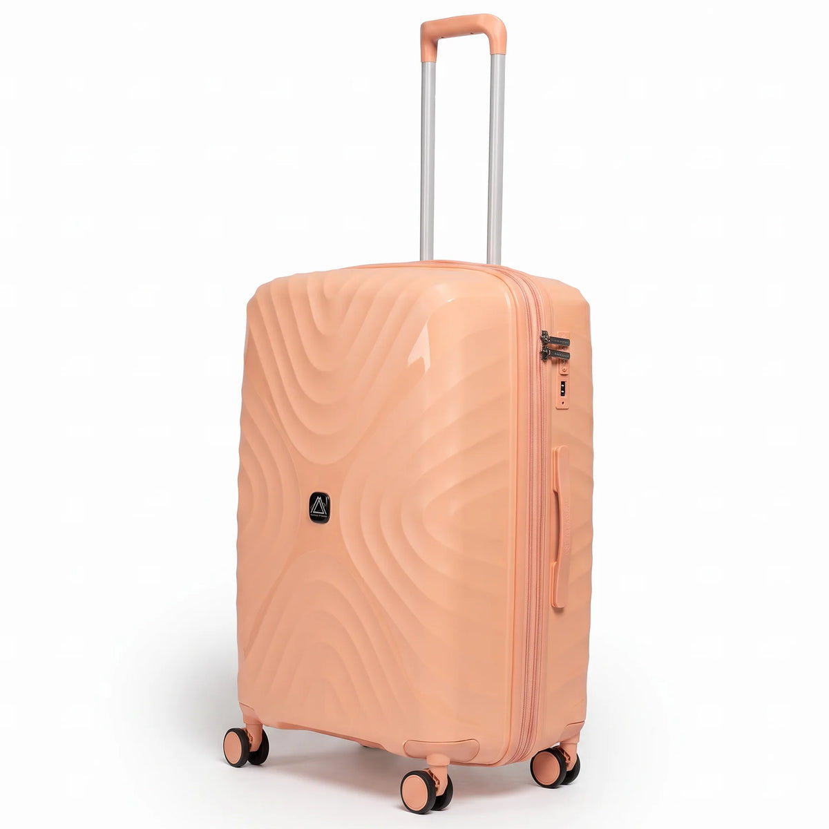 Fashion Pyramid Explore Trolley medium 24-inch suitcase in salmon, three-quarter view