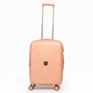 Fashion Pyramid Explore Trolley small 20-inch cabin suitcase in salmon, front view