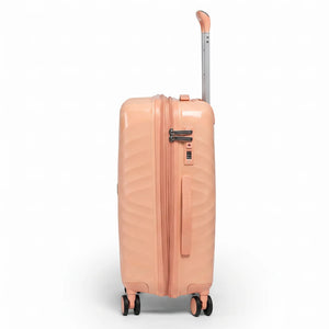 Fashion Pyramid Explore Trolley small 20-inch cabin suitcase in salmon, side view