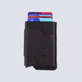 حافظة كروت Pop Up جلد طبيعي بخاصية حماية RFID باللون الأسود