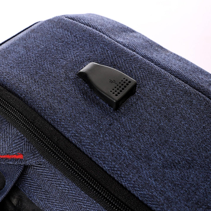 شنطة البيزنس 3×1 ضد السرقة مع مخرج USB  ومكان لابتوب 17" - ازرق - Fashionpyramid