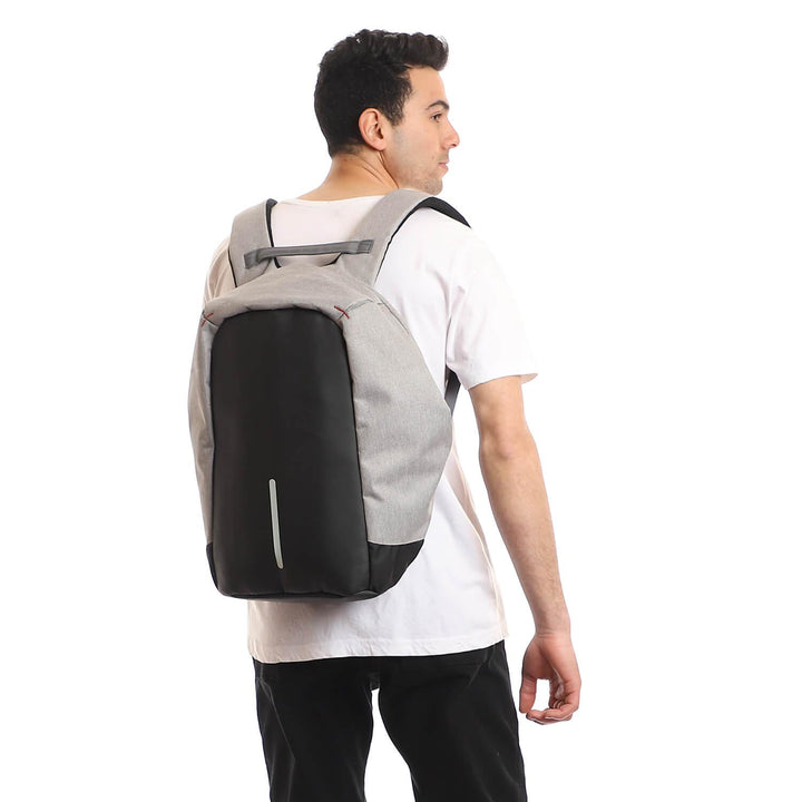 Smart Anti-Theft Bag With USB Port With Water Resistant Material - Gray - Fashionpyramid