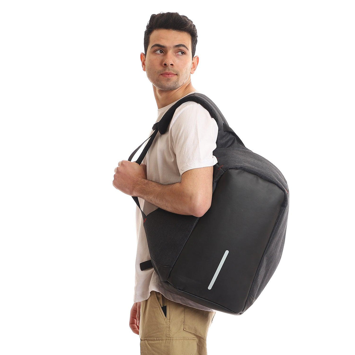 Smart Anti-Theft Bag With USB Port With Water Resistant Material - Black - Fashionpyramid