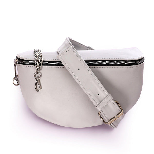 حقيبة الخصر النسائية  "chain” - رمادى فاتح - Fashionpyramid