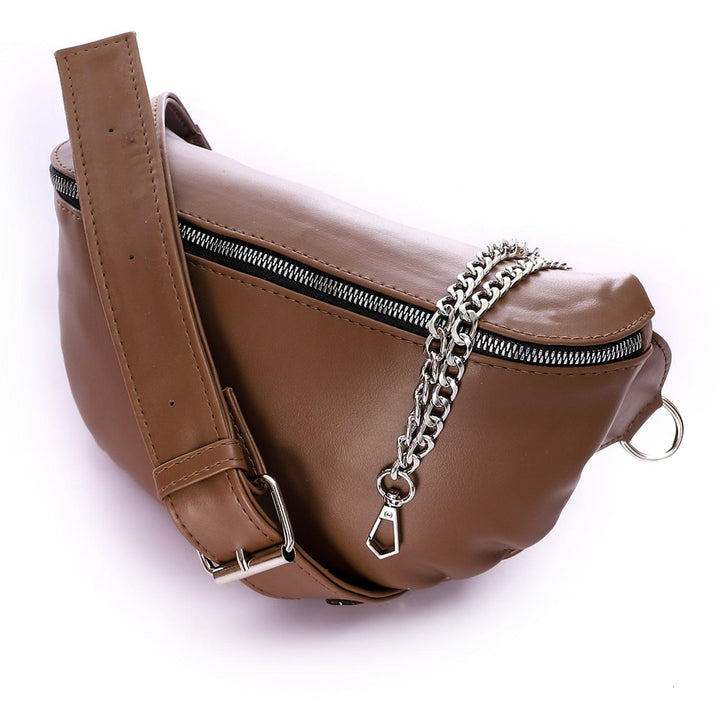 حقيبة الخصر النسائية  "chain”  - بنى - Fashionpyramid