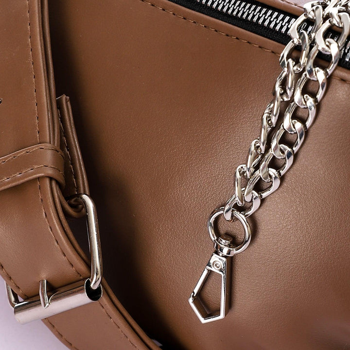 حقيبة الخصر النسائية  "chain”  - بنى - Fashionpyramid