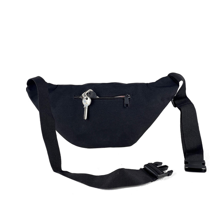 Waist bag has back pocket used for carrying small items, such as keys. Fashionpyramid
