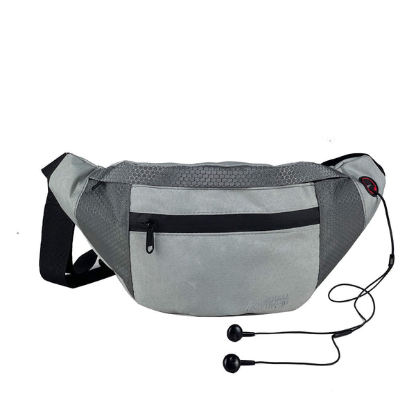Beehive waist bag with AUX port - gray - Fashionpyramid
