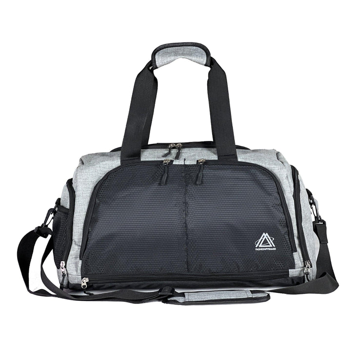 A gray sport duffel bag for sports and athletic activities.
