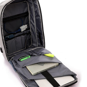 The backpack has hidden compartments that can only be accessed by the wearer, providing a safe place to store valuable items.
