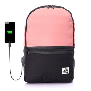 شنطة الظهر colorful مع مخرج usb لشحن الموبايل -سوستة اسود - اللون وردى/اسود - Fashionpyramid